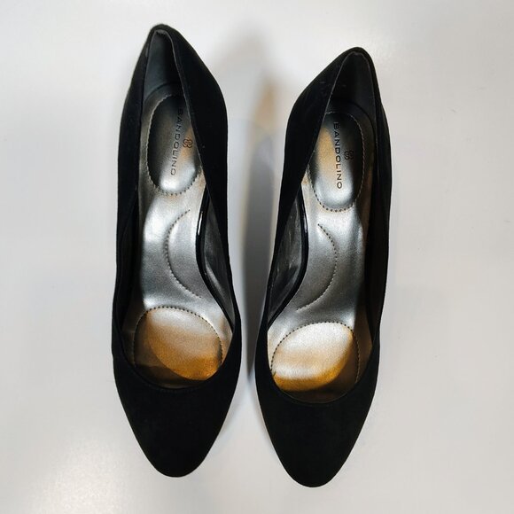 Bandolino Women's 8M Black Suede Chunky Heel Pumps - Picture 3 of 10